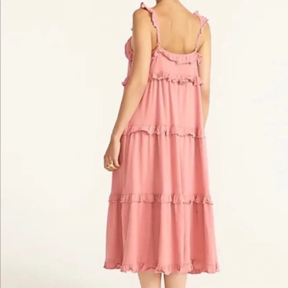 J. Crew Tiered Knit Midi Keyhole Dress Dusty Rose - Picture 2 of 9